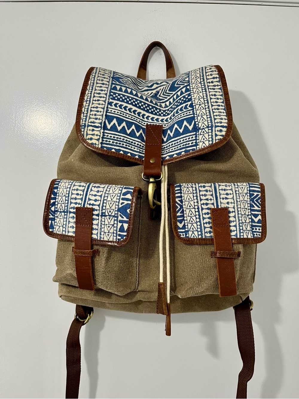 Artisan-made Joyn Brand Cotton Canvas and 100% Genuine Leather Backpack